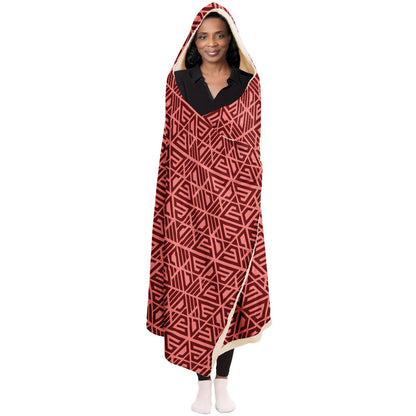 Luscious Micro-Mink Hooded Blanket Feminine Adinkra Symbol DUAFE for Patience Prudence Love Care.