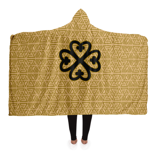 Luscious Micro-Mink Adinkra Symbol Hooded Blanket "Nyame Dua" God's Altar