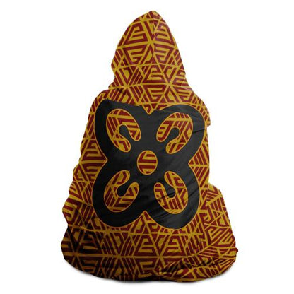 Luscious Micro-Mink  Adinkra Symbol Hooded Blanket BESE SAKA Abundance Power Unity