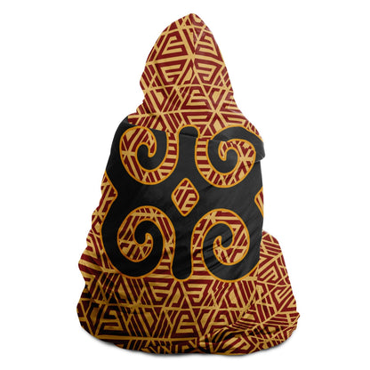 Luscious Micro-Mink  Hooded Blanket  with DWENNIMMENI The Dora Milaje's emblem of Strength coupled with Humility