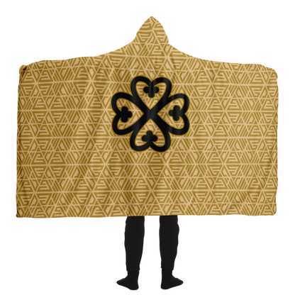 Luscious Micro-Mink Adinkra Symbol Hooded Blanket "Nyame Dua" God's Altar