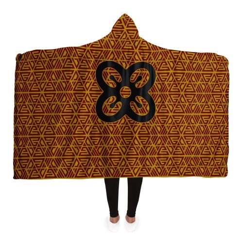 Luscious Micro-Mink  Adinkra Symbol Hooded Blanket BESE SAKA Abundance Power Unity